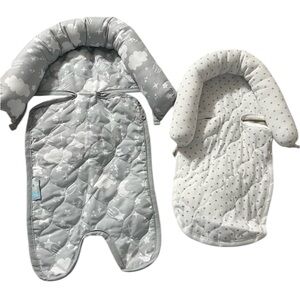 On The Goldbug Baby & Toddler Carseat Head Support White & Gray Clouds and Dots